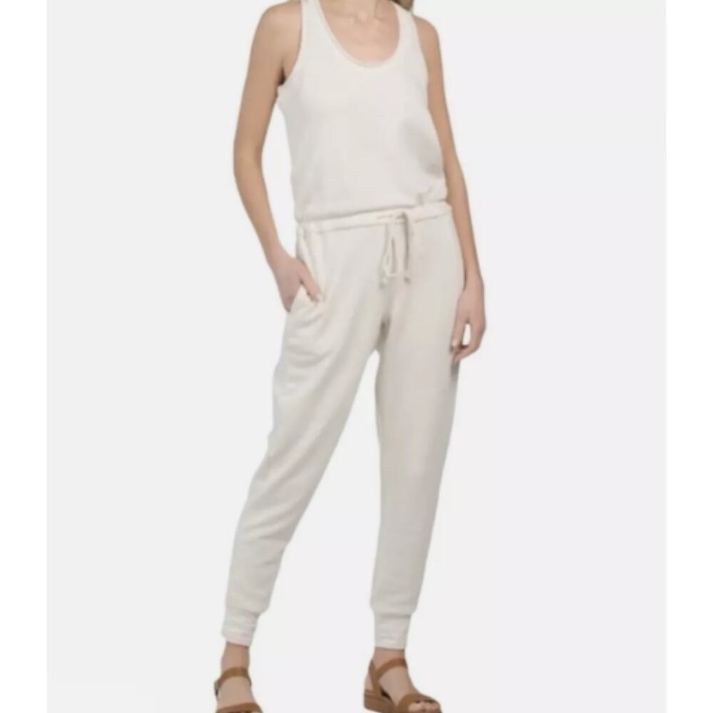 Young Fabulous & Broke Women's Sleeveless Drawstring Jumpsuit L Ivory Cream